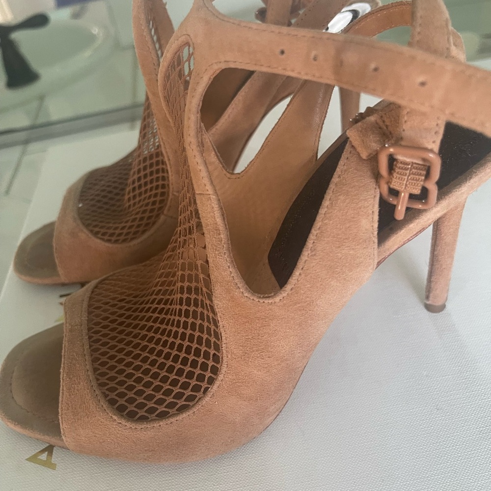 Alexander Wang Suede Caged Nude Stiletto Heels